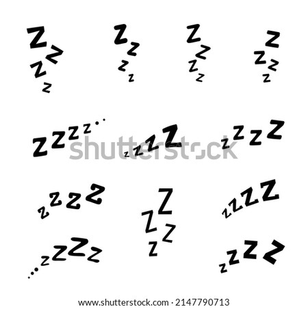 ZZZ, ZZZZ doodle bed sleep snore icons. Vector signs of nap, rest, dream or relax sound, comic book text sound effects with ZZZ lettering, apnea snoring, sleep, dream, nap or slumber isolated symbol