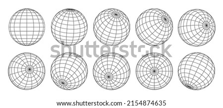 3d globe grid, planet sphere and ball wireframe. Vector Earth globe surface with discrete global grid or mosaic of longitude and latitude meridians and parallels, isolated world map wire frame net