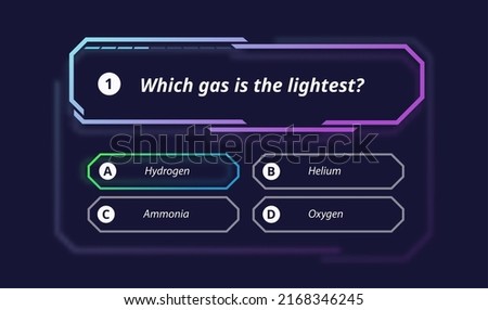 Quiz questions and test menu choice, vector UI background. Trivia quiz show questions and answers option menu with bubble frames layout for intellectual test game