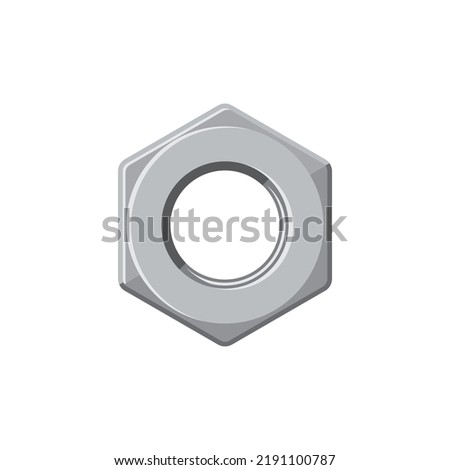 Screw nut isolated realistic icon. Vector washer hexagon nut, mechanical accessory, fastener with threaded hole. Metal stainless steel hardware, metallic car repair and fix detail, tighten hex-nut