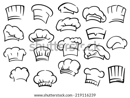 Chef toques and hats set isolated on white for restaurant, cafe and menu design Foto stock © 