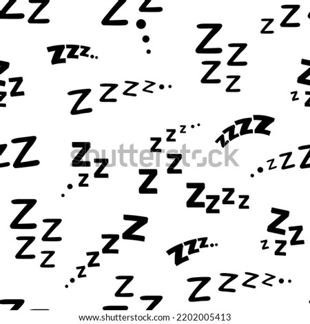 Zzz, zzzz bed sleep snore seamless pattern. Sleep, dream, nap or rest sound effects vector background with monochrome onomatopoeia signs of letter z. Snore or apnea sounds on white backdrop