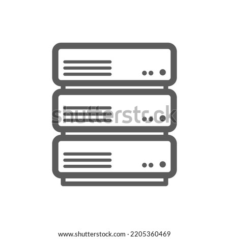 Data management, database and info storage isolated outline icon. Vector data management, access to archive on electronic device server, information storage. Folders, digital base in computer sign