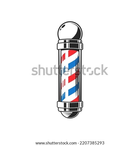 Staff or barbershop pole isolated icon. Vector barber pole sign used to signify shaving or cutting craft place
