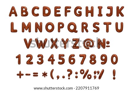 Chocolate font, type. Sweety typeface of vector alphabet letters and numbers, sweet choco candy or liquid brown caramel abc. Dessert food font, glossy uppercase letters of melted dark cocoa chocolate