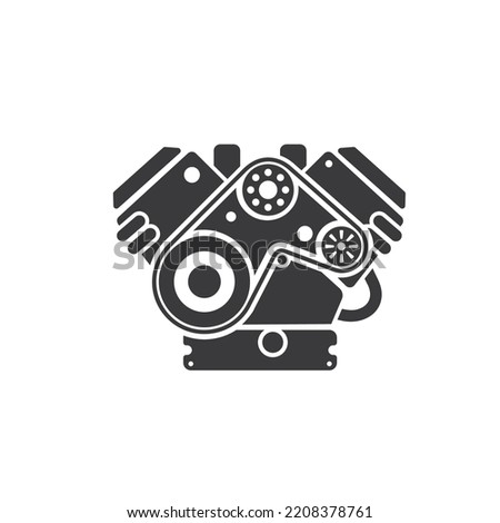 Car engine isolated vehicle motor monochrome icon. Vector internal combustion engine, vehicle spare part. Turbo machinery gear, automobile generator icon. Reciprocating piston engine, truck energy