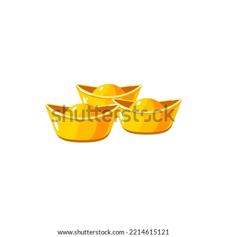 Chinese sycee, gold ingots vector icon. China new year wealth and prosperity symbol. Yuanbao, fortune, good luck asian traditional treasure design element