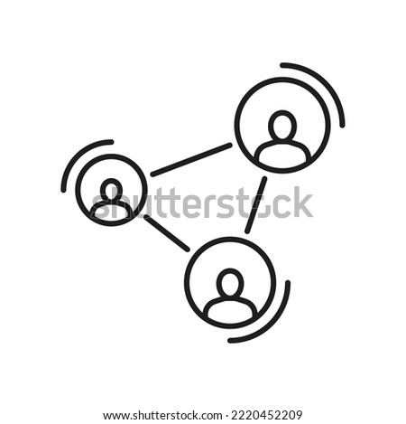 Affiliate marketing icon. Referral symbol vector outline icon. Partner program or network concept, group of people collaborating together