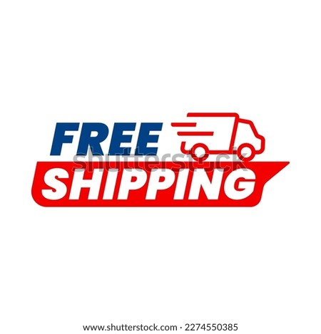 Free delivery shipping icon, home express deliver service vector label with fast car truck. Free shipping delivery badge for mail courier or parcel shipment cargo and food delivery service symbol