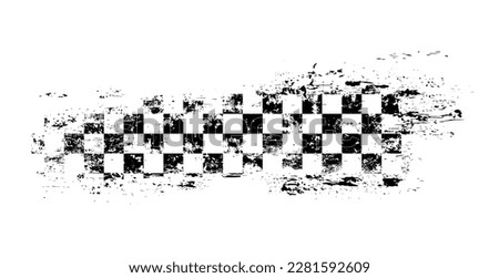 Grunge race flag, isolated vector monochrome banner for motocross sports tournament or car rally competition. Black and white checkered sport racing flag with checkerboard grungy texture