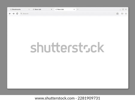 Internet web browser window interface mockup, vector template of computer page screen. Website browser tab or PC internet window blank frame of web site tab with search bar, webpage background mock up