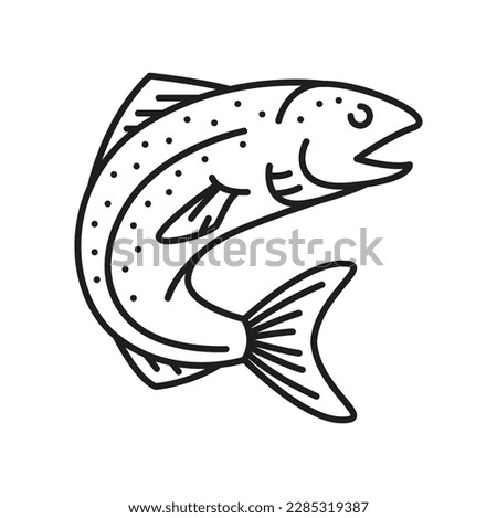 Salmon or tuna Sweden fish isolated thin line icon. Vector surstomming seafish, scandinavian food, marinated fishery sardine, baltic sprat