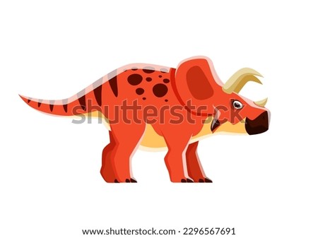 Dinosaur cartoon character, Arrhinoceratops dino lizard, vector cute Jurassic toy. Kids dinosaurs collection of prehistoric predators and extinct dino, Arrhinoceratops genus species with horns