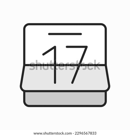 Paper calendar date schedule, 17 day date outline icon. Vector deadline in paper organizer, meeting planning today. Agenda or appointment planner sign