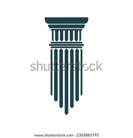 Ancient greek column and pillar symbol. Legal, attorney, law office vector icon with roman architecture element. Court, university, bank or museum sign with antique temple column or pillar silhouette