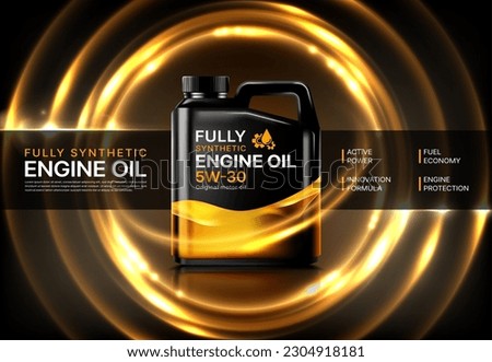 Car engine motor oil lubricant vector advertisement background. Realistic 3d plastic canister promoting and showcasing its benefits and effectiveness in enhancing engine performance and longevity