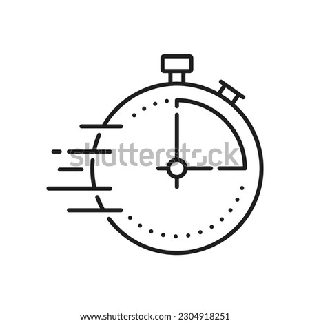 Clock timer outline icon, isolated time management stop sign. Vector alarm stopwatch, fitness sport seconds and minutes measuring object