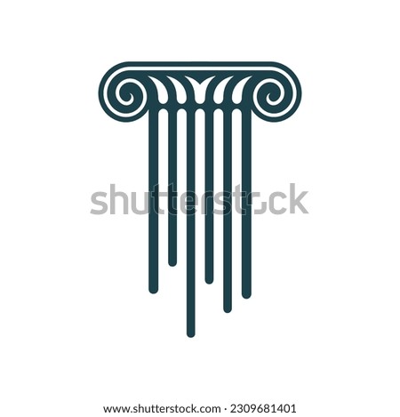 Ancient greek pillar or roman column icon, vector lawyer, legal attorney, law and justice symbol. Antique architecture element of court, university, temple or bank, history museum or library building