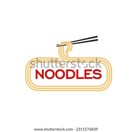 Ramen noodles icon for Asian restaurant or Japanese and Chinese cuisine food, vector symbol. Ramen fast food or noodles bar icons with chopsticks and noodles frames for Asian cuisine restaurant menu