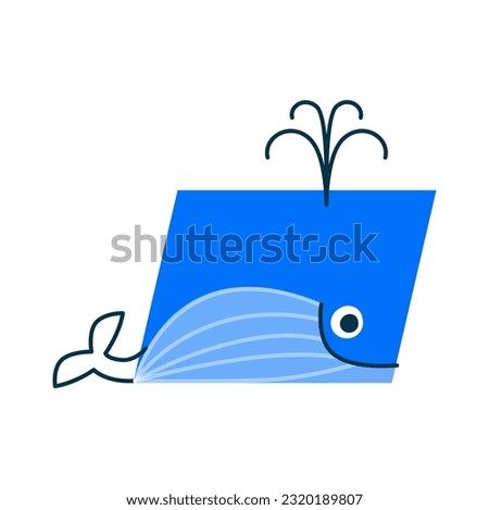 Whale fish in shape of math parallelogram. Vector cartoon animal character, geometric form cute personage. Mathematics figure with smiling face