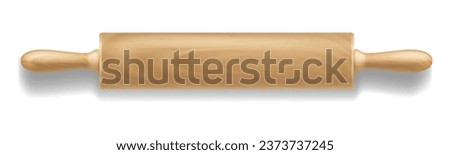 Rolling pin isolated 3d vector mockup. Realistic kitchen utensil used to roll out and flatten dough for baking made of wood with two handles on either end and a cylindrical shape, for creating bakery