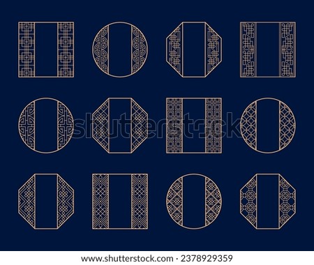 Oriental Chinese, Korean and Japanese frame borders, vector Asian pattern ornament. China style golden decoration framers and border elements of vintage oriental pattern corners and ornate decors