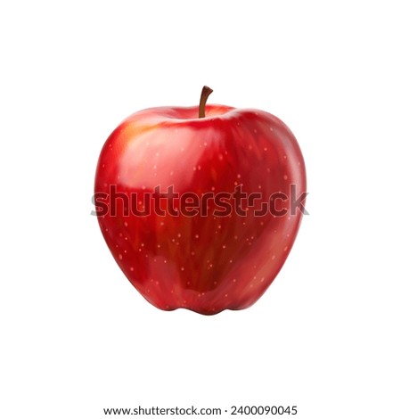 Realistic red apple whole fruit. Isolated 3d vector juicy plant with a vibrant ruby hue. Its sweet-tart flavor and crisp texture make it a refreshing and nutritious snack. Healthy garden vitamin food