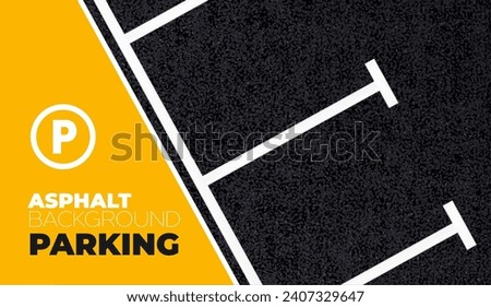 Parking zone line. Asphalt texture background. Black tarmac surface with car park lot vector sign and top view of carpark or garage with vehicle parking diagram, urban travel, transportation backdrop