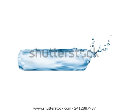 Liquid water dash sign with splash bubbles, transparent type font, aqua typeface, wet punctuation symbol. Isolated realistic 3d vector dynamic water-inspired horizontal line, embodying the fluidity