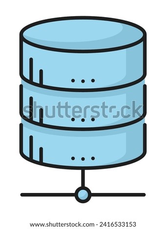 Database, internet server, cloud storage color line icon. Compute and connection infrastructure datacenter, network technology platform or storage center linear vector symbol with online disk drive