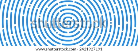 Finger print code banner or fingerprint pattern background, vector blue lines. Fingerprint, biometric identification, recognition and verification background with ID biometric fingerprint pattern