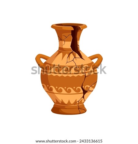 Ancient broken pottery and vase. Old ceramic cracked pot and jug. Isolated vector cracked, fragmented crockery, weathered by time, reveals stories of bygone civilizations, craftsmanship and history