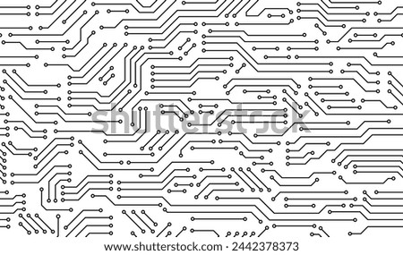 Motherboard seamless pattern or computer circuit board, vector background of microchip texture. Motherboard or circuit board pattern or computer chip technology or chipset processor geometric lines