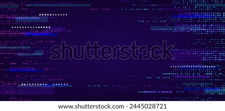 Game glitch background or abstract TV screen with noise pixels, vector effect texture. TV screen digital error or VHS video and retro television broken signal on blue background of glitch noise screen