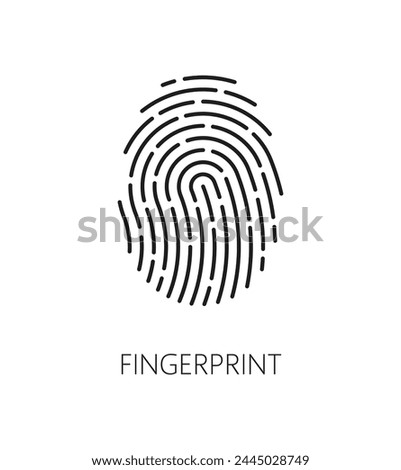 Fingerprint, biometric identification outline icon for recognition and verification, line vector. Finger print or thumb scan for ID biometrics and identity verification for security and authorization