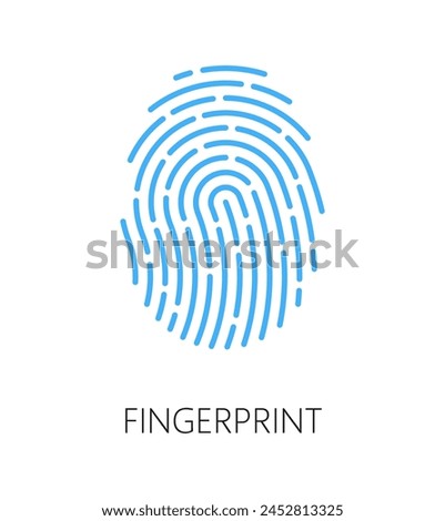 Fingerprint icon of biometric identification and identity verification, line vector. Fingerprint recognition or ID authorization by biometric identification, digital technology for personal access