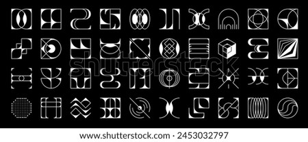 Futuristic brutalism geometric figures, y2k abstract shapes and elements isolated vector set. White brutalist forms with sharp angles and bold lines, surreal visual modernity icons, brutal symbols