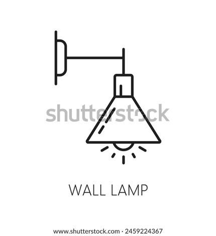 Wall lamp outline icon, lights and household electric lantern or interior lighting, line vector. Lamp on wall, home sconce or street chandelier with lightbulb or spotlight lamp in linear icon