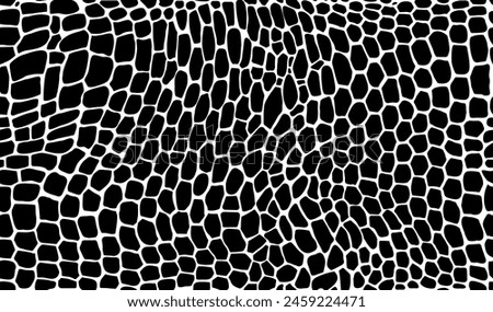 Crocodile animal skin pattern of dinosaur and snake reptile leather, vector background. Abstract black and white crocodile or snake skin pattern of python, alligator or cobra leather mesh texture