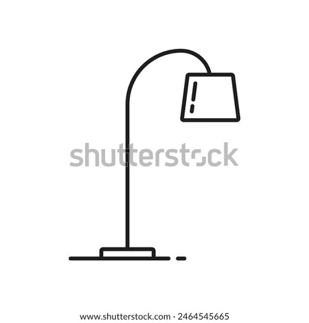 Floor lamp or reading light line icon, lighting fixture and illumination, outline vector. Base lamp or room uplighter with lightbulb and lampshade, line icon of lighting fixture for interior design