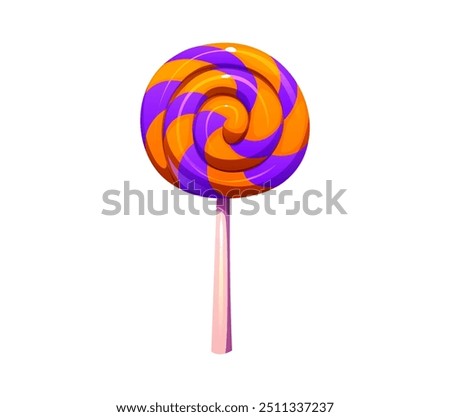 Halloween holiday cartoon candy caramel lollipop or monster dessert, vector icon. Halloween horror night holiday and trick or treat party sweet lollipop caramel for kids spooky scary candy sweets