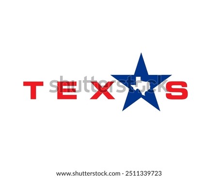 Texas state icon with map in American star, vector corporate symbol or company badge. Texas map silhouette in star of USA flag for American corporation of oil or petrol industry and national brand