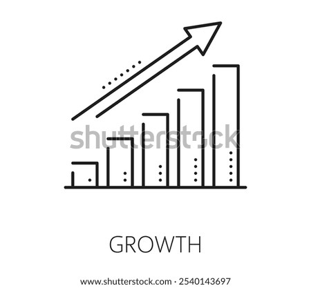 Finance data analytics, growth analysis line icon. Business research report analytics outline icon. Company strategy performance infographics or finance database analysis outline vector sign