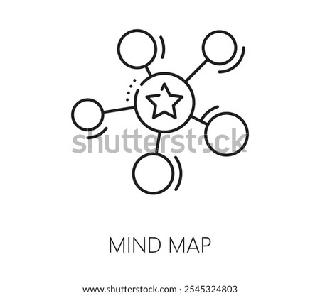 Data analytics and analysis mind map line icon. Finance database presentation, business performance analytics or company strategy data infographics outline vector icon with mind map scheme