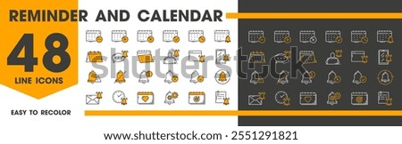 Reminder, calendar planner and alarm icons for notification message bells, vector pictograms. Mobile app calendar and reminder icons with e-mail, appointment and calendar event date notification alert