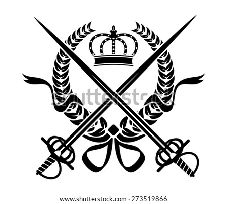 Vector Heraldic Cross Swords with Laurel Wreath | Download Free Vector ...