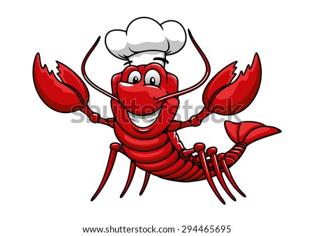 Happy Cartoon Red Lobster Chef Mascot Character With White Uniform ...