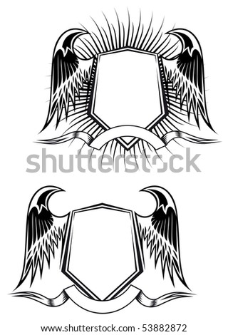 Heraldic Shields, Wings And Ribbons For Design. Vector Version Also ...