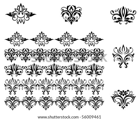 Damask Patterns And Borders For Design And Ornate. Jpeg Version Also ...