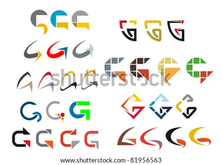 Set Of Alphabet Symbols And Elements Of Letter G, Such A Logo ...